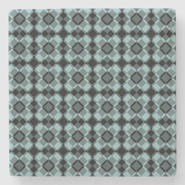Blå Svart Rutig Argyle Mönster Stenunderlägg (Framsidan)