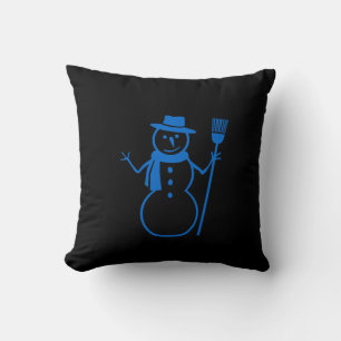blå & svart snömannen och GOD JUL Kudde
