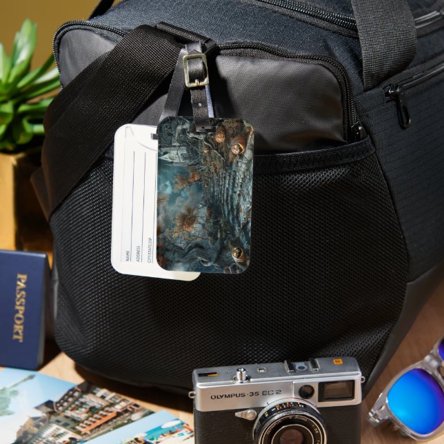 blå svart stege bagagebricka (Framsida & Baksida)