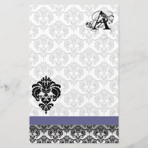 Blå, svart, svart, svart, Pappra, Monogram återvun Brevpapper