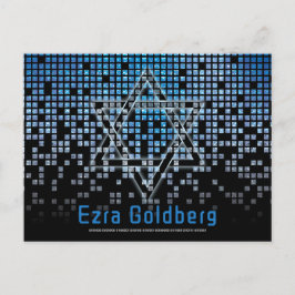 Blå Svart TV-Spel Datorspelare Bar Mitzvah Tack Ko Vykort