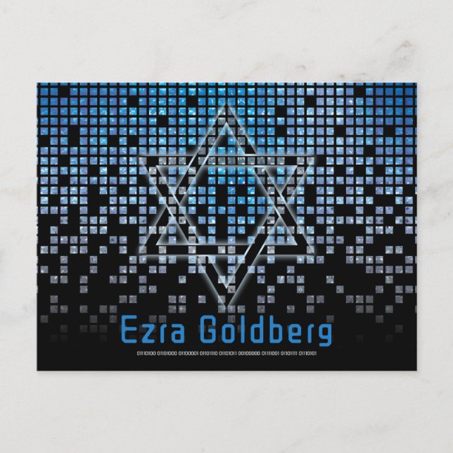 Blå Svart TV-Spel Datorspelare Bar Mitzvah Tack Vykort (Framsida)