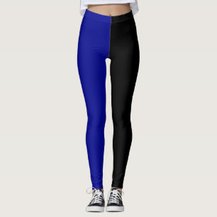 Blå svart två ton, halv Färg, delad Leggings
