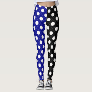 Blå svart två tondelad Polka dots Leggings