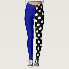 Blå svart två tondelad Polka dots Leggings