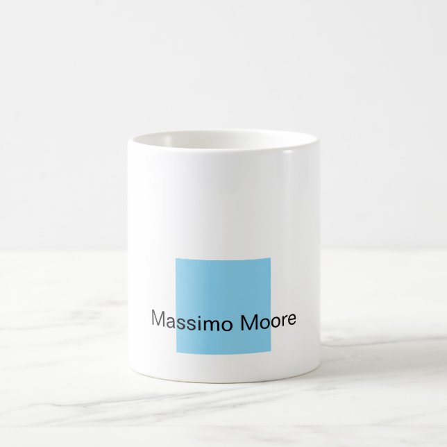 Blå Svart Vit Enkel Elegant Egen Namn Kaffemugg (Center)