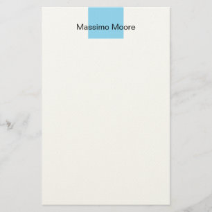 Blå Svart Vit Enkel Elegant Eget Namn Brevpapper