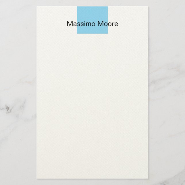 Blå Svart Vit Enkel Elegant Eget Namn Brevpapper (Framsida)