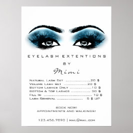 Blå svart vit Makeup-Ögon-streck Poster