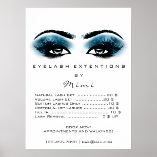 Blå svart vit Makeup-Ögon-streck Poster