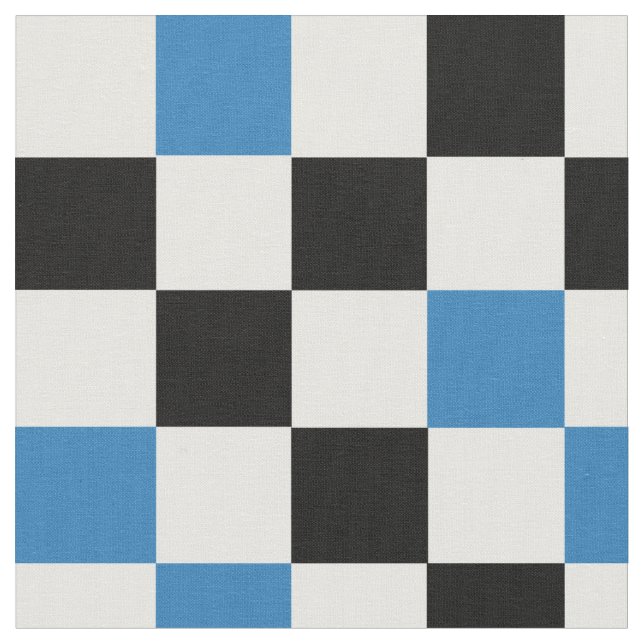 Blå Svart Vit Rutig Mönsterdesign  Tyg (Närbild)