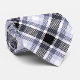 Blå, svart, vit Tartan Play Mönster Slips