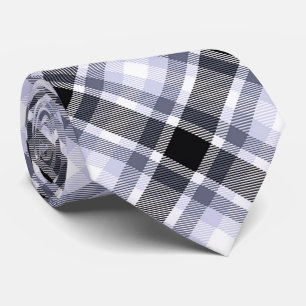 Blå, svart, vit Tartan Play Mönster Slips