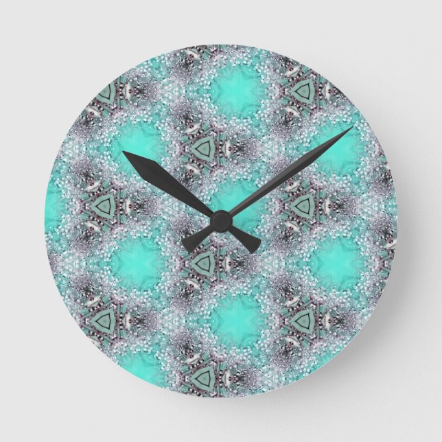 Blå svarta blommor formar hemdäcksklocka rund klocka (Framsida)