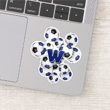 blå svarta fotbollar dekal med monogram