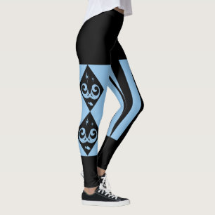 Blå, Svarta havet och Stars Harlequin Design Leggi Leggings