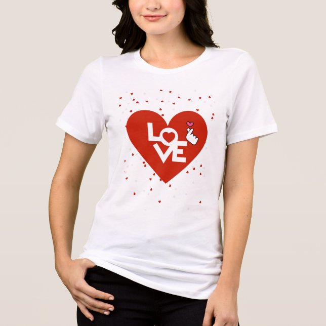 Blå svarta kvinnors hjärta på Alla hjärtans dag T Shirt (Framsida)