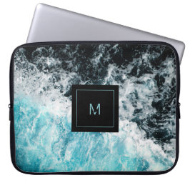 Blå svarta oceanen Vågar Hawaii Monogram Laptop Fodral