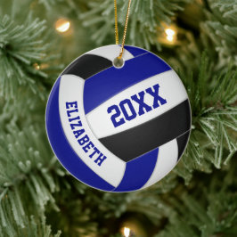 Blå, svarta pojkar lag färg volleyball julgransprydnad keramik