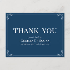 Blå Sympati Begravning Elegant Enkel Tack Vykort