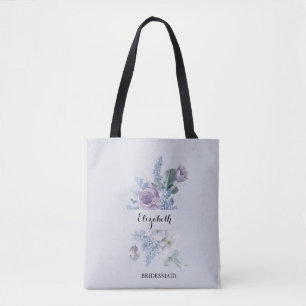 Blå Syren Vattenfärg blommor Eleganta Brudtärnor Tygkasse