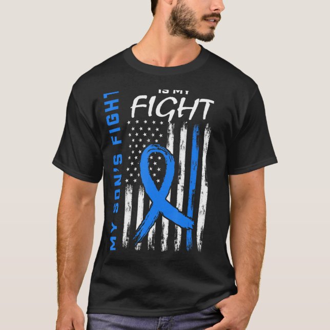 Blå T2 Son Typ 2 Diabetesmedvetande Amerikanska FL T Shirt (Framsida)