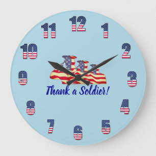 Blå "Tack en soldat" Large Clock Stor Klocka