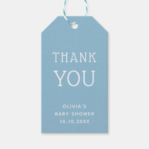 Blå Tacksamhets Babyfirande Minimalistisk Marin Presentetikett