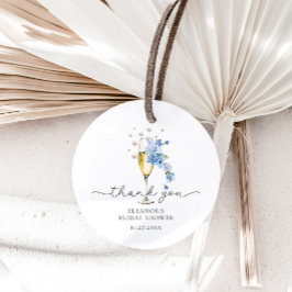 Blå Tacksamt Pärlor & Prosecco Bröllopsfest Gåvor Etiketter