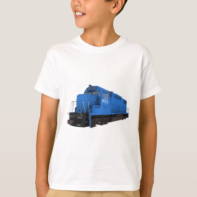 Blå tågmotor: t-shirt (Framsida)