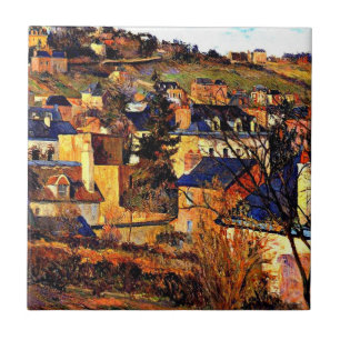 Blå Tak av Rouen, målning av Paul Gauguin Kakelplatta