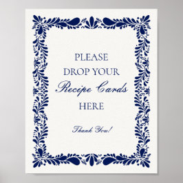 Blå Talavera-kakel Spansk Dela ett recept Bröllop Poster