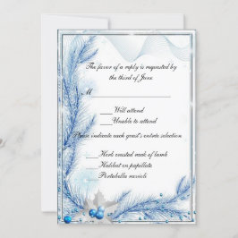 Blå Tall Vinter Jul Bröllops Svarskort Inbjudningar