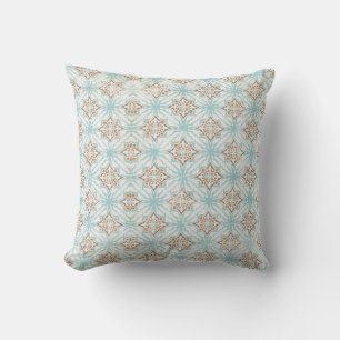 Blå Tan Kräm Orange Mönstrade Kastkuddar Kudde