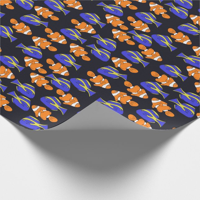 Blå tang och clownfish oceart presentpapper (Hörn)