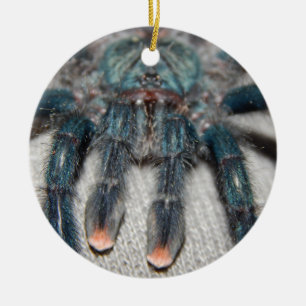 blå tarantula julgransprydnad keramik
