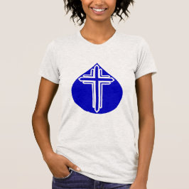 Blå Tårddroppe Vit Kors Tee Shirt