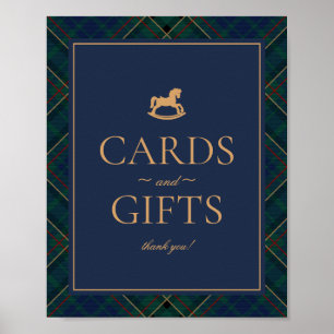 Blå Tartan Rutig Gunghäst Kort & Gåvor Poster