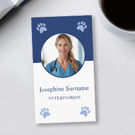 Blå Tassar Och Anpassade Fotot Veterinär Veterinär Visitkort