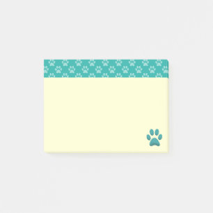 Blå tassavtryck post-it block
