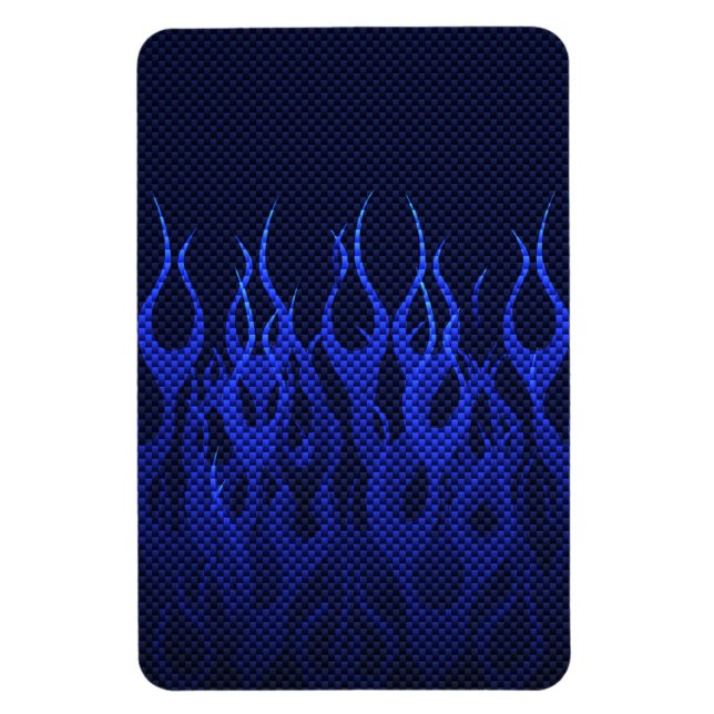 Blå Tävla på kolfiberutskrift Magnet (Vertikal)