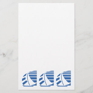Blå Tävla Segelbåt Anpassningsbar Stationery Brevpapper