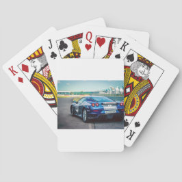Blå tävlingsbil casinokort
