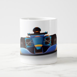 Blå tävlingsbil jumbo mugg