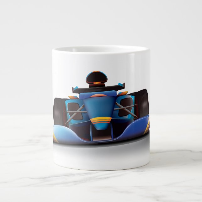 Blå tävlingsbil jumbo mugg (Framsidan)