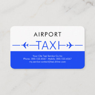 Blå Taxi Flygplansstartbana Visitkort