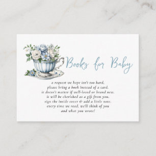 Blå Te Party Pojke Baby Shower Bok Begäran Tilläggskort