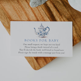 Blå Tea Party Baby Shower Bok för Bebis Tilläggskort