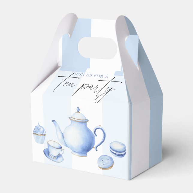 Blå Tea Party Baby Shower Presentaskar (Framsidan Sidan)
