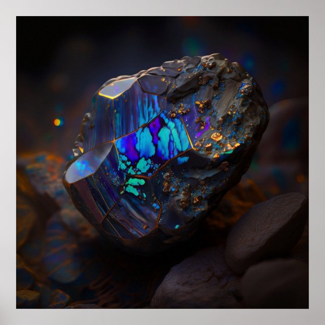 Blå Teal Boulder Opal Inspirerad Sten Poster (Framsidan)
